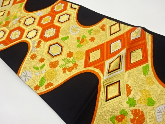 JAPANESE KIMONO / VINTAGE FUKURO OBI / WOVEN BUTTERFLY & FLOWERS